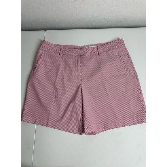 Lady Hagen Essential Seersucker Shorts Women's Size 12 Red White Striped Soft - Picture 1 of 10